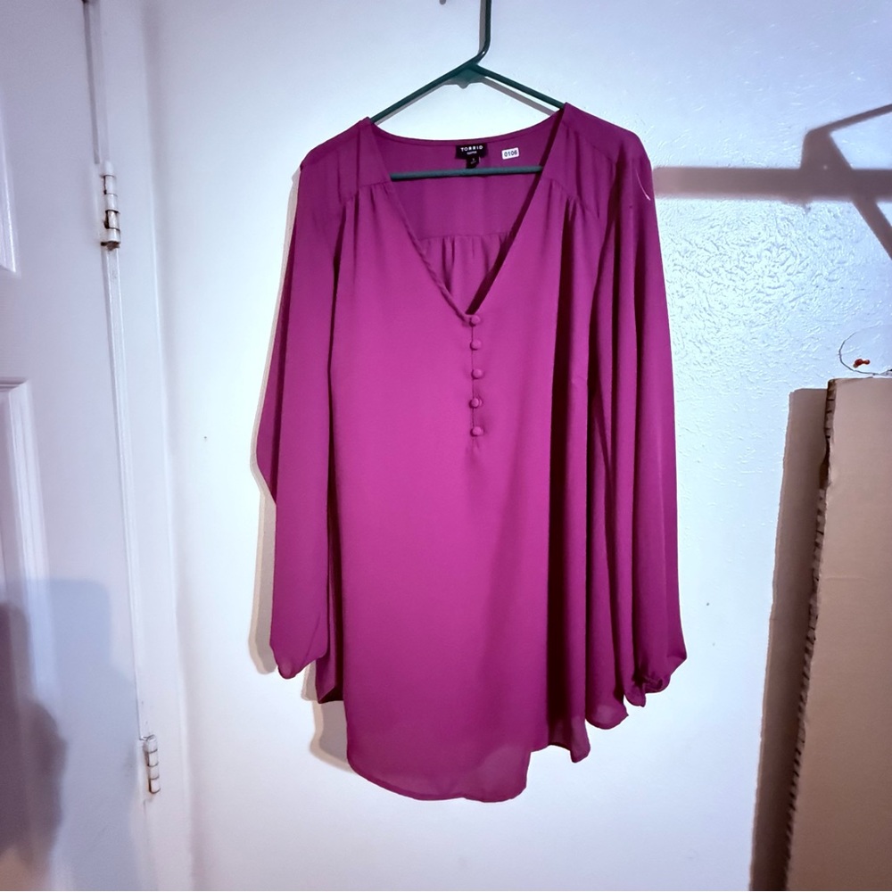 Torrid Fuchsia Button-Front Blouse